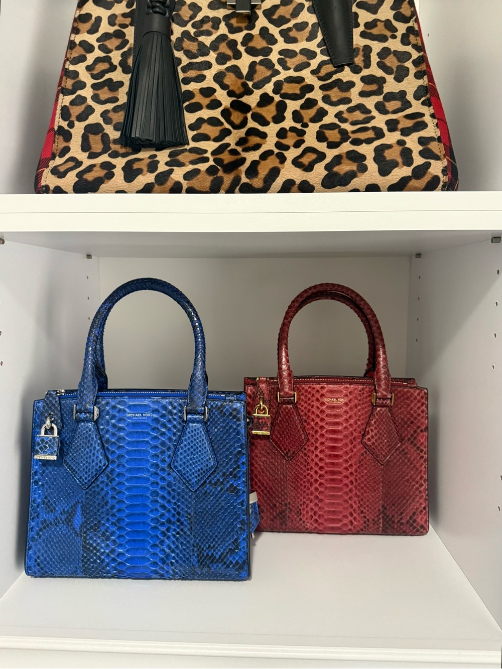 $2,995 Michael Kors Couture Collection Casey Cobalt Python satchel crossbody - Picture 11 of 11